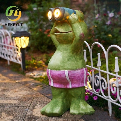 La résine animale de décoration de grenouille de résine extérieure solaire de lumière ouvre les lumières décoratives de paysage de jardin de yard de jardin