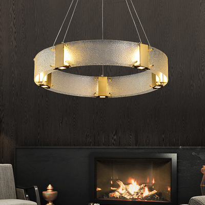 Lumière pendante en verre LED de cercle de chambre à coucher minimaliste légère moderne nordique de luxe de salon