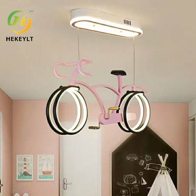 Chambre d'enfants Bicicle Lustre Éclairage pour les yeux Chambre de couchage simple personnalité LED Cartoon Bicicle lumière