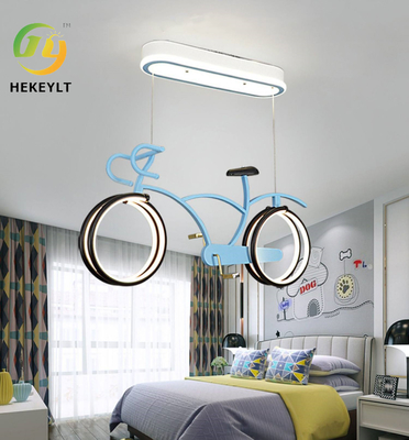 Chambre d'enfants Bicicle Lustre Éclairage pour les yeux Chambre de couchage simple personnalité LED Cartoon Bicicle lumière