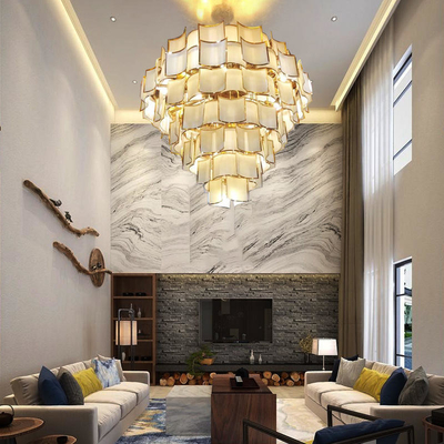 Maison moderne Escalier de salon Grand lustre Hôtel Lobby Lampe suspendue de luxe