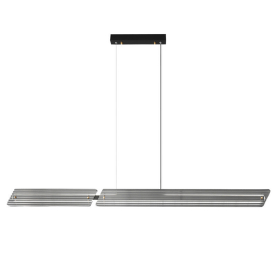 Chandelier nordique de cuivre de luxe moderne minimaliste à longue bande de verre à LED pendant lumineux pour la maison