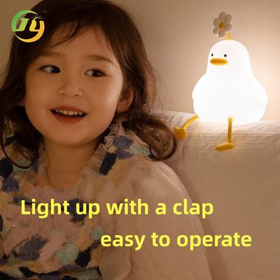 Décorateur de chambre Kawaii Baby Night Light USB Rechargeable Cute Duck Lamp Silicone Dimmable Flower Duck Night Light