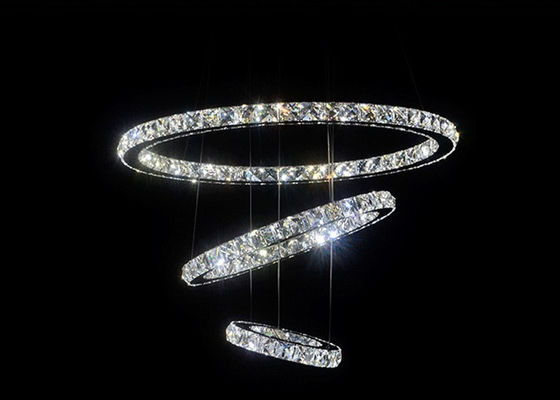 Acier inoxydable Ring Light moderne de Diamond Crystal Chrome Mirror Finish 64W