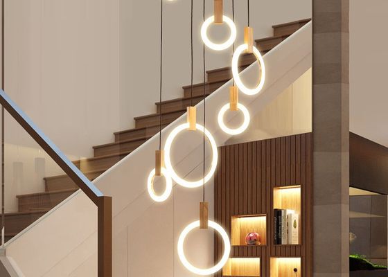 Appareil d'éclairage acrylique de lampe de baisse de salle à manger d'hôtel d'escalier de villa de cercle moderne