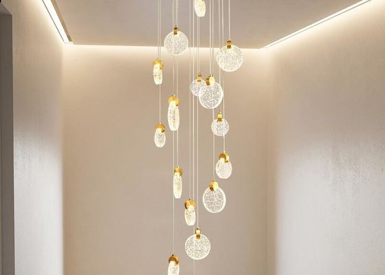 Escalier tournant post-moderne 265V Crystal Glass Ceiling Lights de la taille 2m