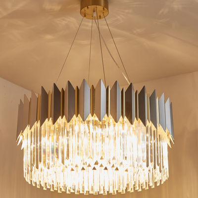 Pièce royale de la taille 30cm E14 Chrome Crystal Hanging Lamps For Living