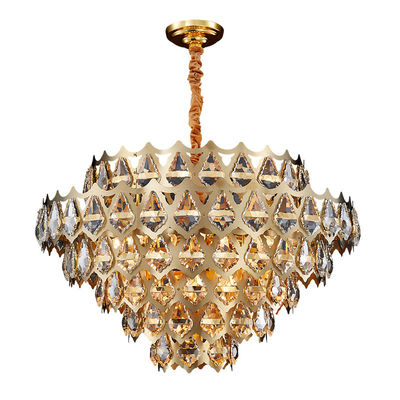 Montage de luxe du pendant LED Dimmable de lumière de Crystal Chandelier Vintage Hanging Ceiling de rond pour le noir de chambre à coucher de salle à manger