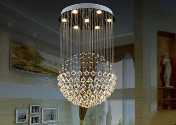 Acier inoxydable Crystal Pendant Light For Hotel de baisse nordique de luxe