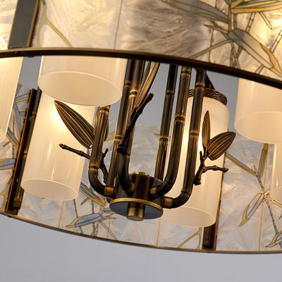 Support de cuivre de lampe en verre E14 de feuille d'émail de lumière en bambou de lustre