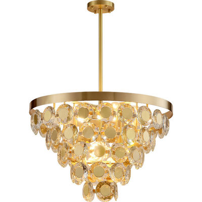 Lumière d'intérieur d'acier inoxydable Crystal Chandelier d'or de la décoration E14