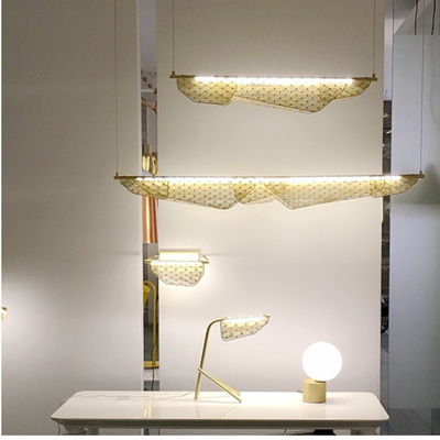 Lumière pendante de Champagne Gold Metal Mesh LED moderne pour la maison