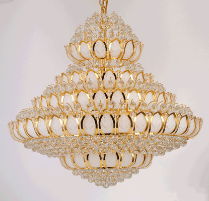 Le verre d'or E14 a mené Crystal Pendant Light 2700k Crystal Ceiling Lights