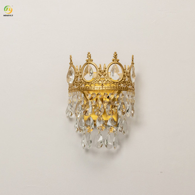 Lampe de mur en cristal de couronne de chevet de chambre à coucher pour le salon décoratif