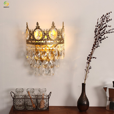 Lampe de mur en cristal de couronne de chevet de chambre à coucher pour le salon décoratif