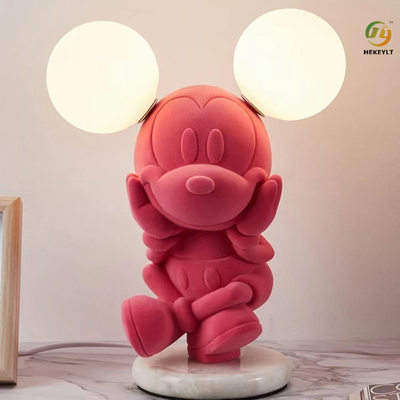 Bande dessinée Mickey Mouse For Girl Bedroom de lampe de chevet en verre G4 de résine