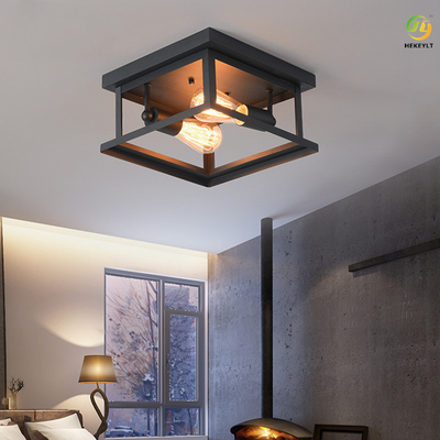 Rétro lampe industrielle d'Edison Iron Bedroom Square Ceiling de style de lampe américaine