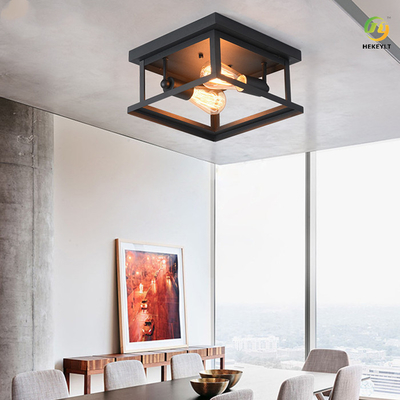 Rétro lampe industrielle d'Edison Iron Bedroom Square Ceiling de style de lampe américaine