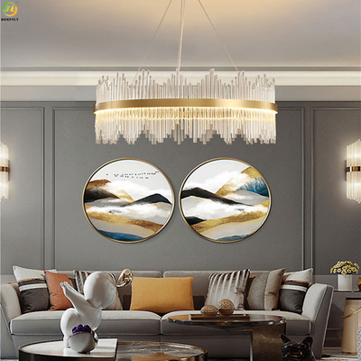 Fer E14 plaquant la maison Art Baking Paint Gold de Crystal Nordic Pendant Light For