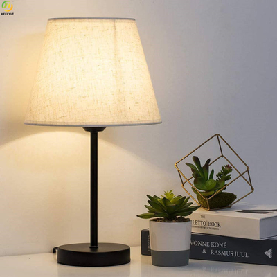 Lampe de toile en verre claire de table de chevet en métal LED pour la lecture de décoration