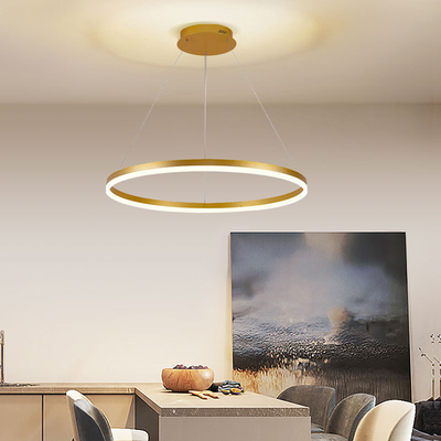 Pièce moderne acrylique en aluminium du plafond LED Ring Chandelier Lighting For Dining