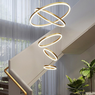 Pièce moderne acrylique en aluminium du plafond LED Ring Chandelier Lighting For Dining