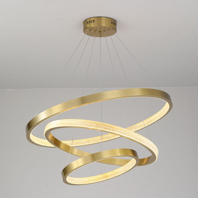 3000K acrylique en aluminium LED Crystal Ring Chandeliers Gold Color