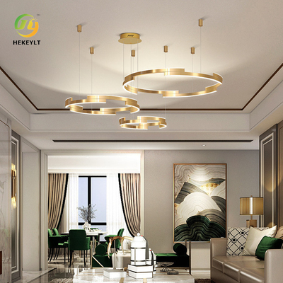 Ring Light Living Room Creative moderne de luxe en bronze géométrique à extrémité élevé