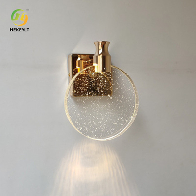 Miroir rond de coiffeuse de lampe de mur de Crystal Gold Background Metal Modern