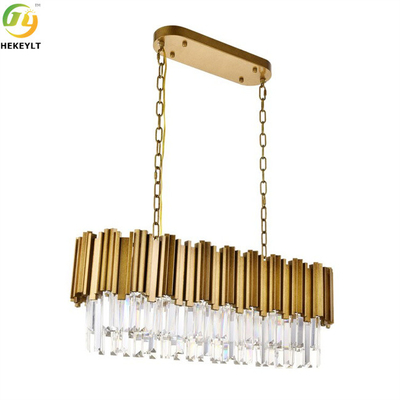 Dimmable Crystal Pendant Light Luxury à gradins K9 Crystal Metal Gold