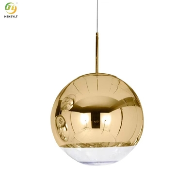 Petite tête simple de magasin de vêtements de villa de lumière pendante ronde en verre d'or 265V