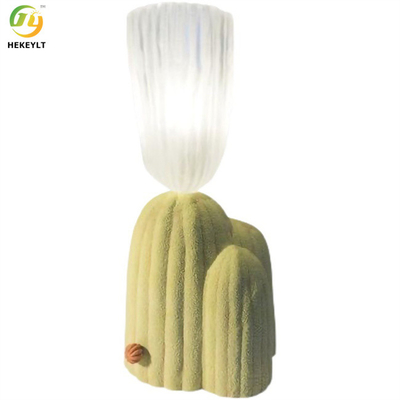 Vert de résine de fleur du cactus G9 et en verre et chambre à coucher de Grey Finish Table Lamp For
