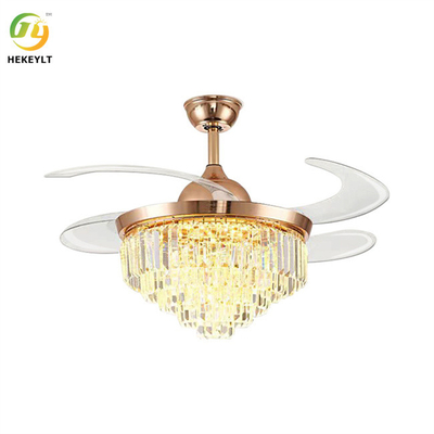 42 pouces LED Crystal Rose Gold Ceiling Fan Light futé avec à télécommande