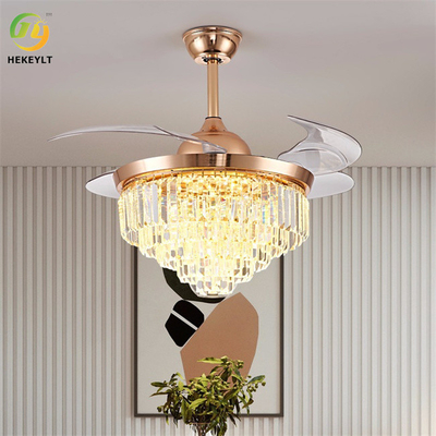 42 pouces LED Crystal Rose Gold Ceiling Fan Light futé avec à télécommande