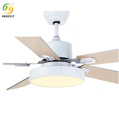 48W 52 support de Downrod de lumière de fan de plafond en bois en métal de pouce LED