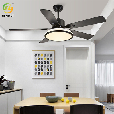 48W 52 support de Downrod de lumière de fan de plafond en bois en métal de pouce LED