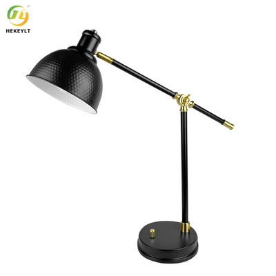 Lampe noire D9.8 X H26 de table de chevet de bureau d'USB en métal réglable »