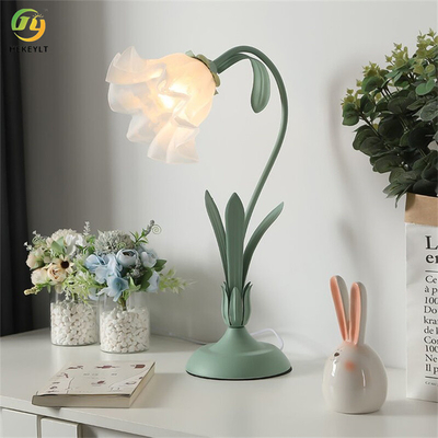 Support en céramique en verre de lampe de lampe de Tableau de fleur du vert E27