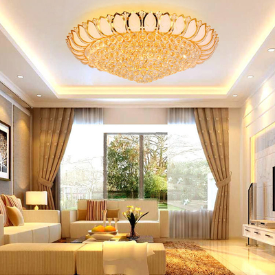 Lustre de luxe d'or de chambre à coucher de Crystal Led Ceiling Light Round