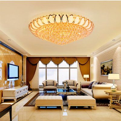 Lustre de luxe d'or de chambre à coucher de Crystal Led Ceiling Light Round