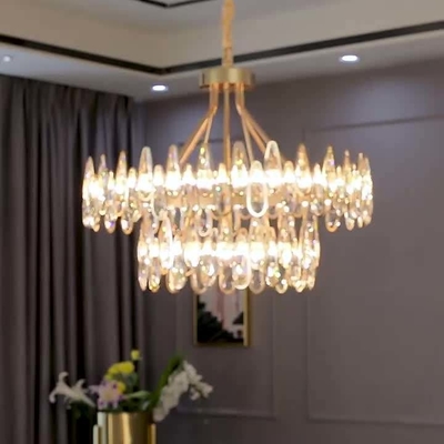 Or de LED accrochant la chambre à coucher de luxe moderne de pièce de Crystal Glass Chandelier For Living