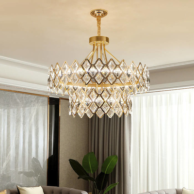 Or de LED accrochant la chambre à coucher de luxe moderne de pièce de Crystal Glass Chandelier For Living
