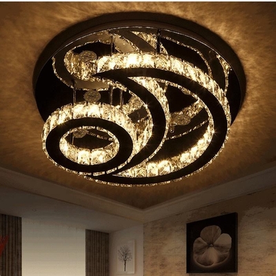 Espace libre moderne de luxe Crystal Round Ceiling Light de plafonnier de l'acier inoxydable LED