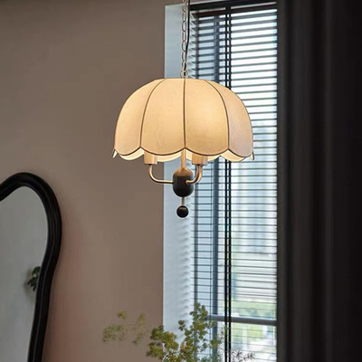 Lampe à pendentif en tissu vintage français Chambre à manger Chambre à coucher Tissu de style lampe de bar