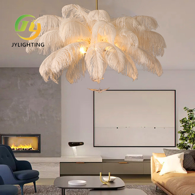 Nordique créatif luxe autruche plume oiseau pendentif lumière moderne simple lustre de chambre