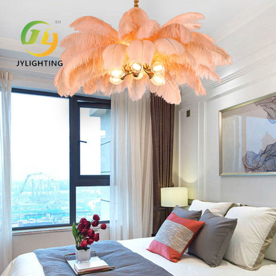 Nordique créatif luxe autruche plume oiseau pendentif lumière moderne simple lustre de chambre