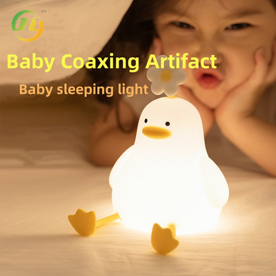 Décorateur de chambre Kawaii Baby Night Light USB Rechargeable Cute Duck Lamp Silicone Dimmable Flower Duck Night Light