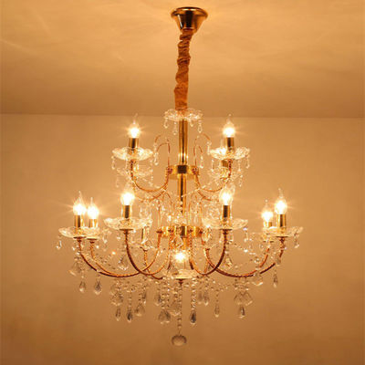 fantaisie d'or 850*700mm Crystal Candle Chandelier de fer de la chambre à coucher 110V
