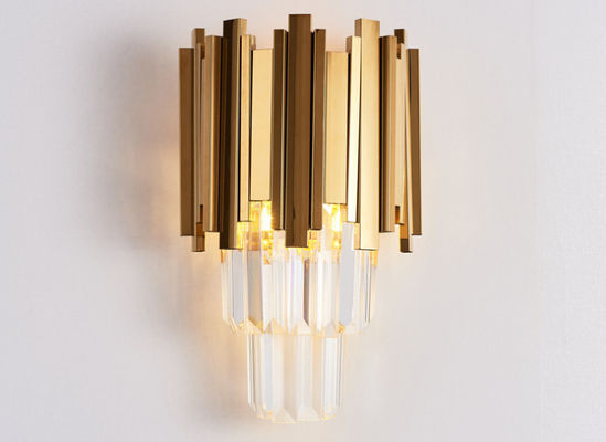 Lampe murale de luxe en métal doré moderne Lampe murale en fer cristallin intérieure