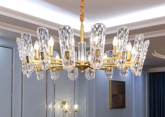Salon mené par or 240V 100*45cm Crystal Hanging Pendant Lights